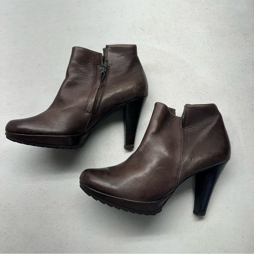 Paul Green Leather Heel Ankle Boots, Size 7 US